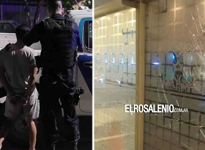 Quedó detenido por romper a piedrazos la vidriera del Bingo Bahía