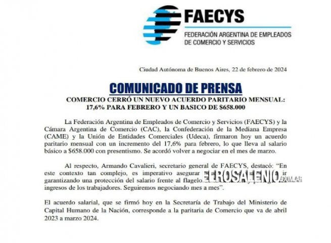 Nuevo aumento para Empleados de Comercio