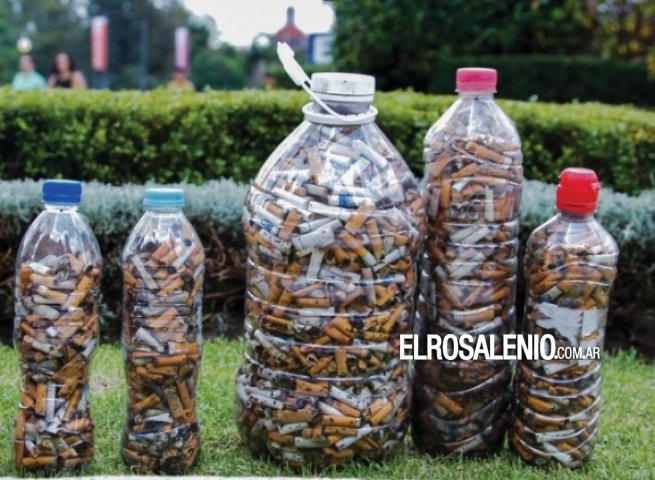 Jornada de recolección de colillas de cigarrillos en el Parque San Martín