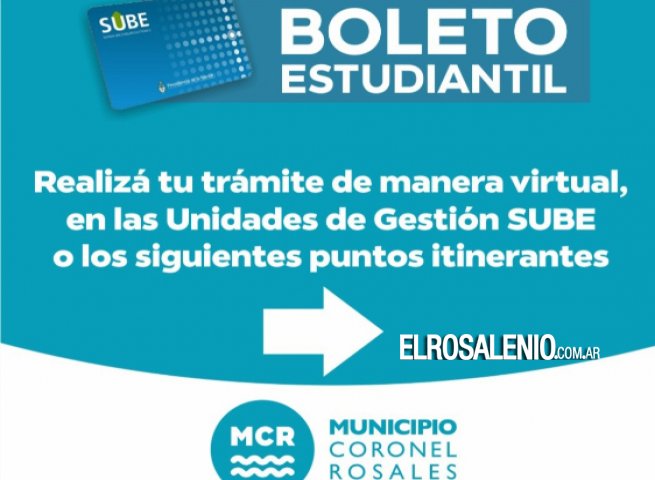Inició la inscripción para el Boleto Estudiantil en Rosales