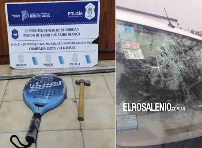 Con una paleta de pádel y un martillo, arremeten contra una camioneta y terminan detenidos