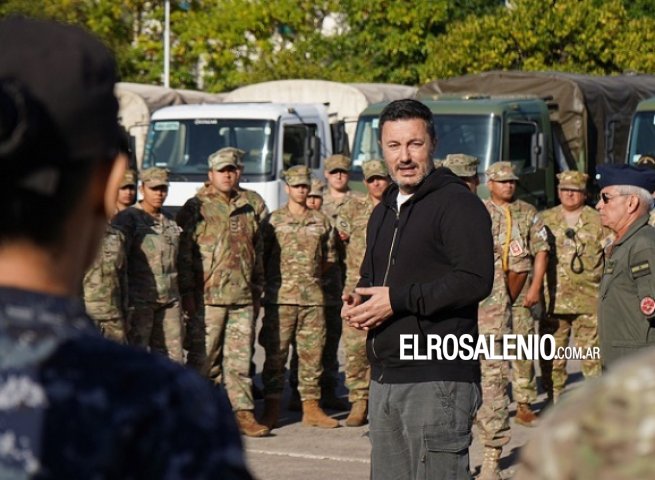 Petri recorrió la Base de Baterías donde agradeció y felicitó a quienes colaboraron en zonas afectada