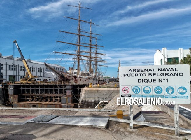 La Fragata Libertad continúa su alistamiento en el Dique N°1 del Arsenal Naval