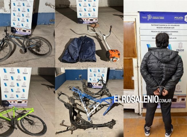 En un allanamiento, secuestraron bicicletas, cuadros de motos y herramientas robadas