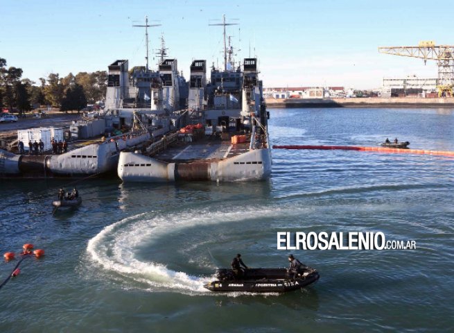 Realizaron simulacro de salvamento ante derrame de hidrocarburos en Puerto Belgrano