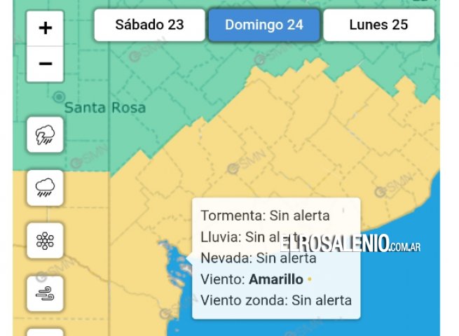 El SMN emitió Alerta Amarillo por fuertes vientos del Oeste