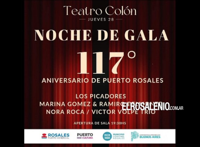 Noche de gala en el Colón por el 117° aniversario de Puerto Rosales