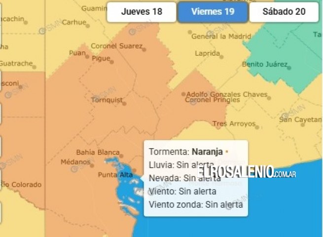 Cambiaron a Naranja el alerta por tormentas para este viernes a la madrugada