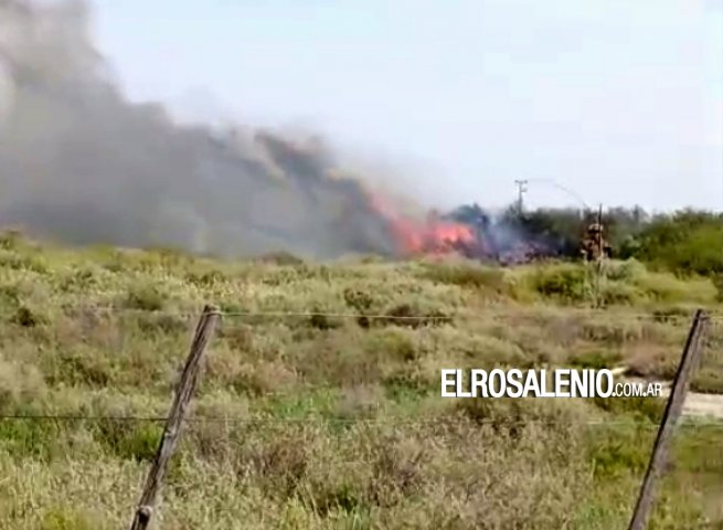 Bomberos contuvieron un incendio que se acercaba a una vivienda en Villa Arias