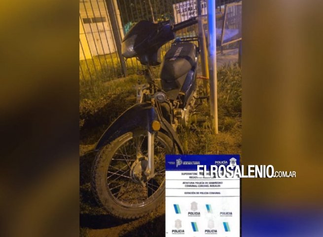 Encontraron atada a un canasto de basura una moto que había sido robada el sábado a la noche 