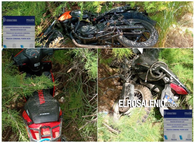 Encuentran otras 3 motos robadas escondidas entre los pastos en un descampado de Albatros XX