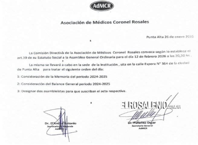 Asamblea de la Asociación de Médicos de Coronel Rosales
