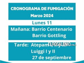 Cronograma de fumigación para esta semana