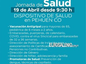 Mañana habrá un dispositivo de Salud en Pehuen Co