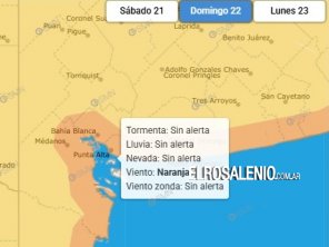 El Alerta por vientos para el domingo, ahora es Naranja