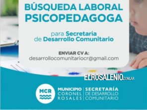 La Secretaría de Desarrollo Comunitario abre búsqueda para Psicopedagoga