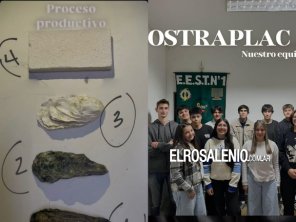 Alumnos de la Escuela Técnica fabrican placas de revestimiento con las ostras invasoras