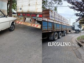 Un camión enganchó y arrastró a un auto, tras pasar por un lugar no permitido