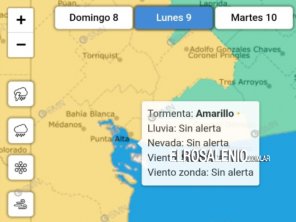 Alerta amarillo por tormentas para la madrugada del lunes en nuestra zona