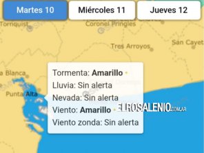 Alerta amarillo para esta noche por tormentas y viento fuerte